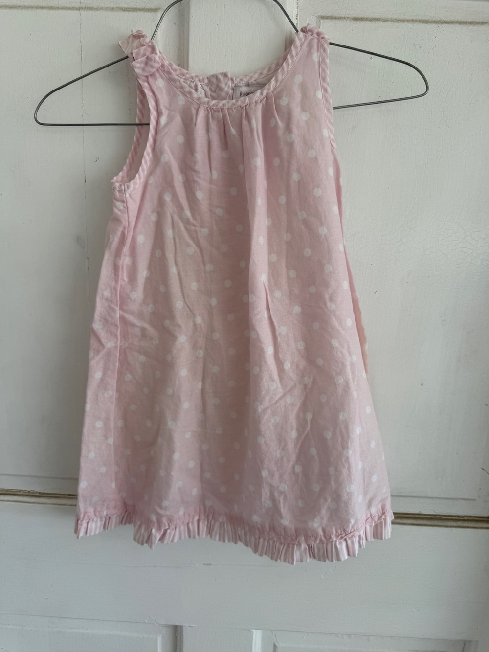 Little Girl's Pink Polka Dot Ruffle-Hem Casual Dress